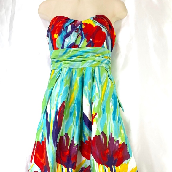 Sophia Christina Water color Strapless Dress Sz 8 - Picture 1 of 8